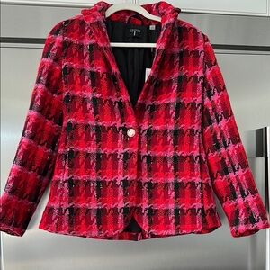 Tahari Vibrant Red and Black Plaid jacket